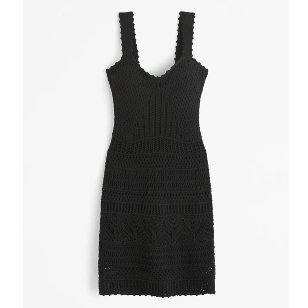 Abercrombie & Fitch Crochet Knit V-Neck Sheath Mini Dress Boho Black Small